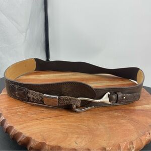 Vintage Streets Ahead stretch hook Belt silver tone hardware sz M